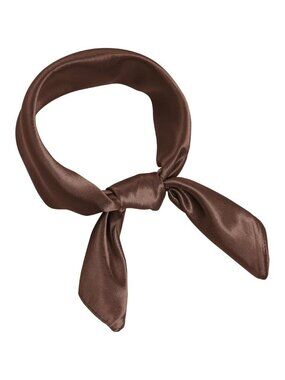Women Coffee Chiffon Square Ribbon Neck Scarf Satin Handkerchief For Halloween